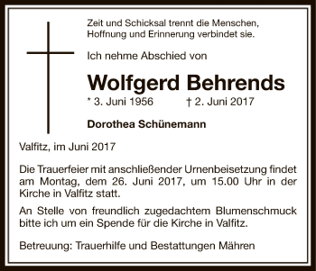 Traueranzeige von Wolfgerd Behrends von Uelzen