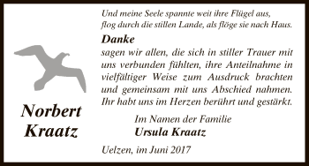 Traueranzeige von Norbert Kraatz von Allgemeine Zeitung Uelzen
