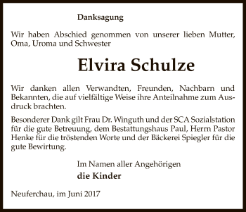 Traueranzeige von Elvira Schulze von Uelzen