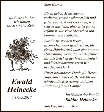 Traueranzeige von Ewald Heinecke von Uelzen