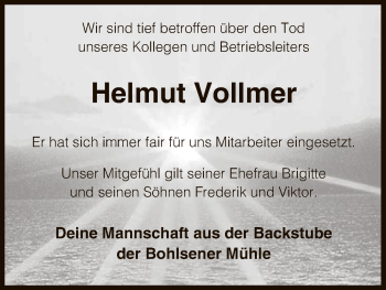 Traueranzeige von Helmut Vollmer von Uelzen