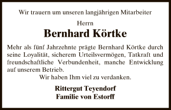 Traueranzeige von Bernhard Körtke von Uelzen