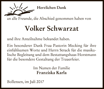 Traueranzeige von Volker Schwarzat von Uelzen