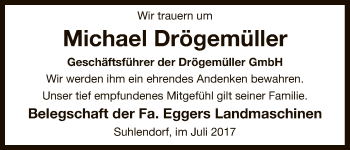 Traueranzeige von Michael Drögemüller von Uelzen