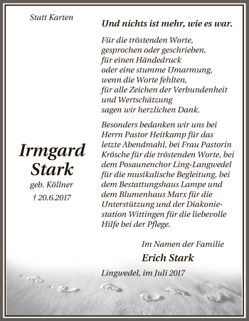 Traueranzeige von Irmgard Stark von Uelzen