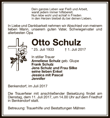 Traueranzeige von Otto Schulz von Uelzen