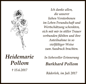 Traueranzeige von Heidemarie Pollom von Uelzen