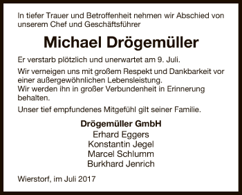 Traueranzeige von Michael Drögemüller von Uelzen