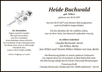 Traueranzeige von Heide Buchwald von Uelzen