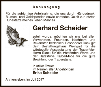 Traueranzeige von Gerhard Scheider von Uelzen