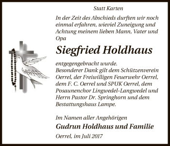 Traueranzeige von Siegfried Holdhaus von Uelzen