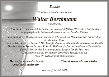 Traueranzeige von Walter Borchmann von Uelzen