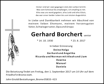 Traueranzeige von Gerhard Borchert von Uelzen