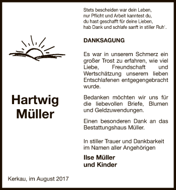 Traueranzeige von Hartwig Müller von Uelzen