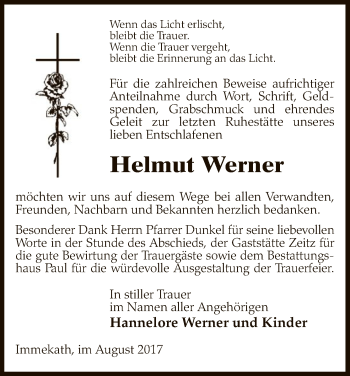 Traueranzeige von Helmut Werner von Uelzen