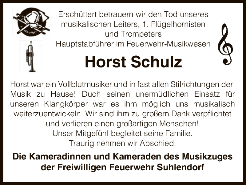 Traueranzeige für Horst Schulz vom 22.08.2017 aus Uelzen