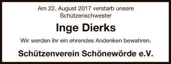 Traueranzeige von Inge Dierks von Uelzen