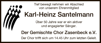 Traueranzeige von Karl-Heinz Santelmann von Uelzen