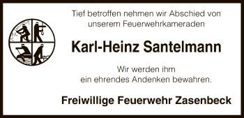 Traueranzeige von Karl-Heinz Santelmann von Uelzen