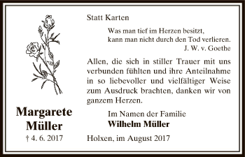 Traueranzeige von Margarete Müller von Uelzen