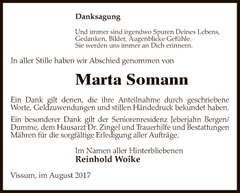 Traueranzeige von Marta Somann von Uelzen