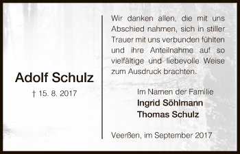 Traueranzeige von Adolf Schulz von Uelzen