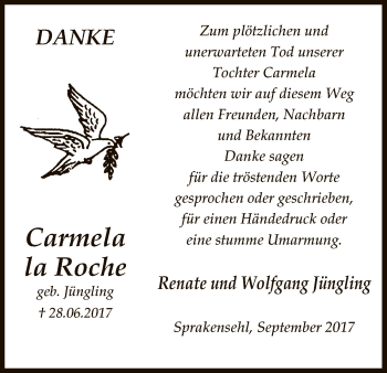 Traueranzeige von Carmela la Roche von Uelzen