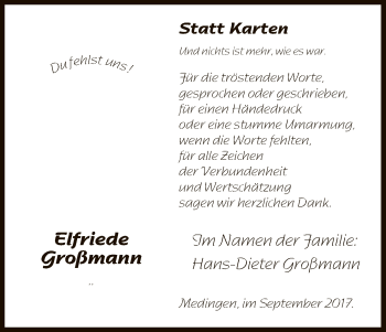 Traueranzeige von Elfriede Großmann von Uelzen