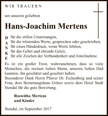 Traueranzeige von Hans-Joachim Mertens von Uelzen