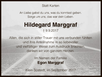 Traueranzeige von Hildegard Marggraf von Uelzen