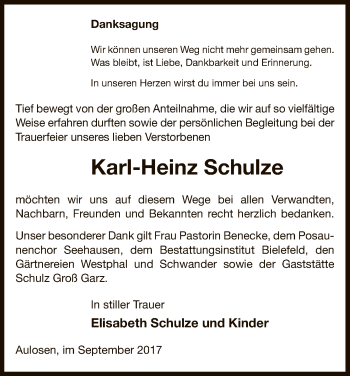 Traueranzeige von Karl-Heinz Schulze von Uelzen