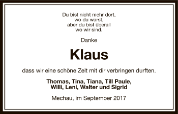 Traueranzeige von Klaus  von Uelzen