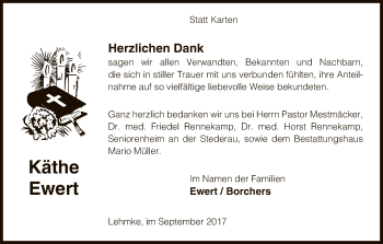 Traueranzeige von Käthe Ewert von Uelzen