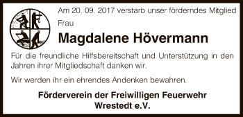 Traueranzeige von Magdalene Hövermann von Uelzen