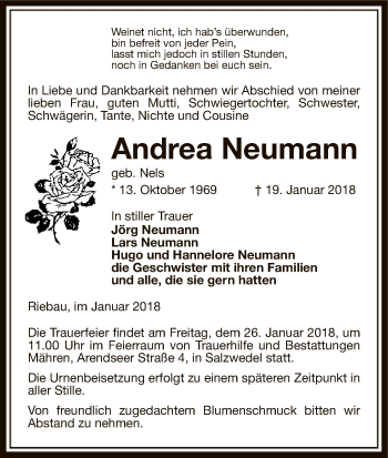 Traueranzeige von Andrea Neumann von Uelzen