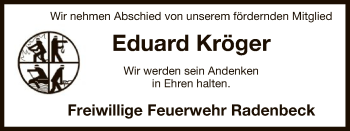 Traueranzeige von Eduard Kröger von Uelzen