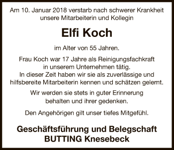 Traueranzeige von Elfi Koch von Uelzen