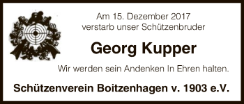 Traueranzeige von Georg Kupper von Uelzen