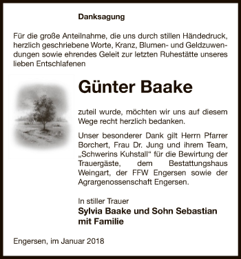 Traueranzeige von Günter Baake von Uelzen