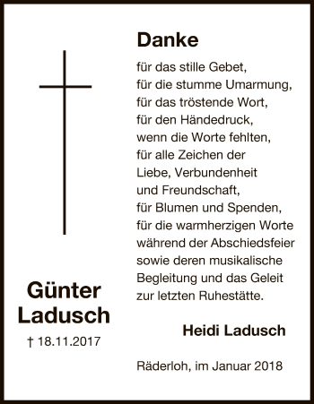 Traueranzeige von Günter Ladusch von Uelzen