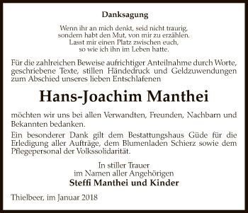 Traueranzeige von Hans-Joachim Manthei von Uelzen