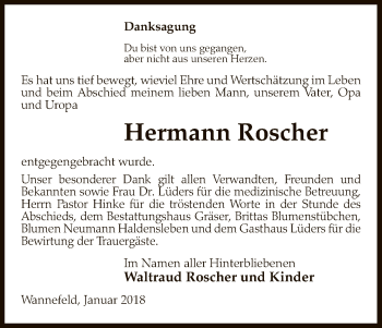 Traueranzeige von Hermann Roscher von Uelzen