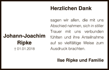 Traueranzeige von Johann-Joachim Ripke von Uelzen