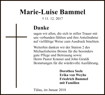 Traueranzeige von Marie-Luise Bammel von Uelzen