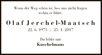 Traueranzeige von Olaf Jerchel-Maatsch von Uelzen