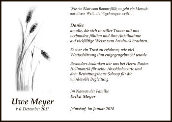 Traueranzeige von Uwe Meyer von Uelzen