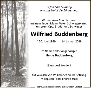 Traueranzeige von Wilfried Buddenberg von Uelzen