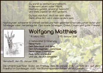 Traueranzeige von Wolfgang Matthies von Uelzen