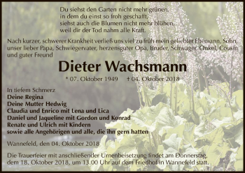 Traueranzeige von Dieter Wachsmann von Uelzen