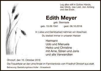 Traueranzeige von Edith Meyer von Uelzen